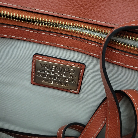 Authentic Valentino Mario Large Clutch shoulder leather bag crossbody Orange - Picture 7 of 17